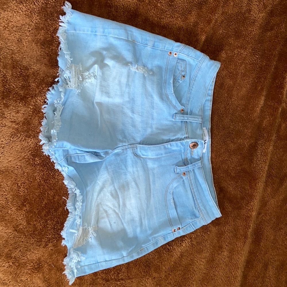 Light blue denim shorts